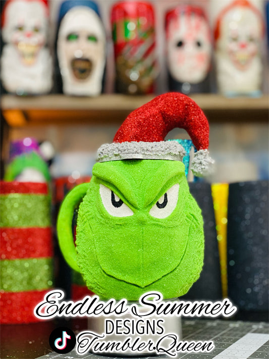 Grumpy Green Guy - 14oz 3-D Hand sculpted Mug