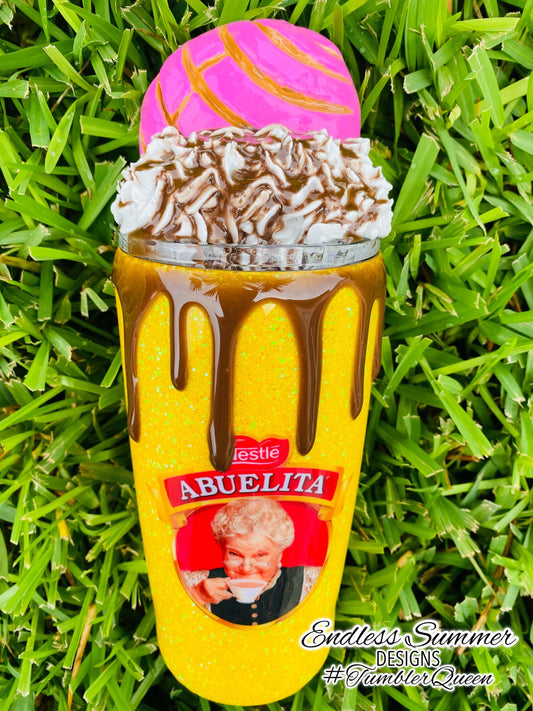 Conchas - 20oz 3-D Handmade Concha drip Tumbler with CUSTOM LID.