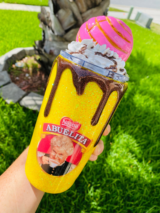 RTS Conchas - 20oz 3-D Handmade Concha drip Tumbler with CUSTOM LID.