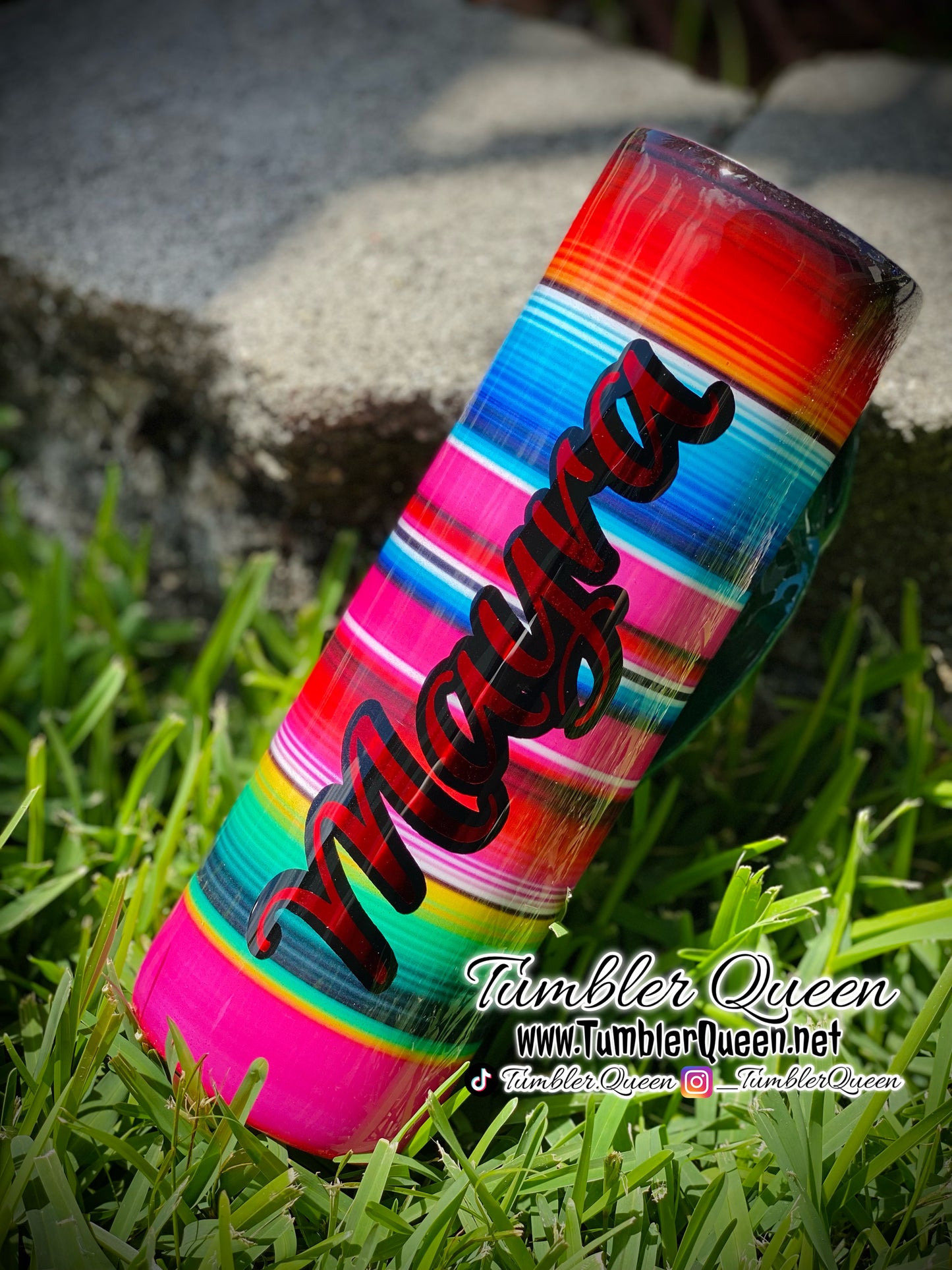 Mi Gente Serape - 30oz 3-D Hand sculpted Draped Mexican Flag Tumbler