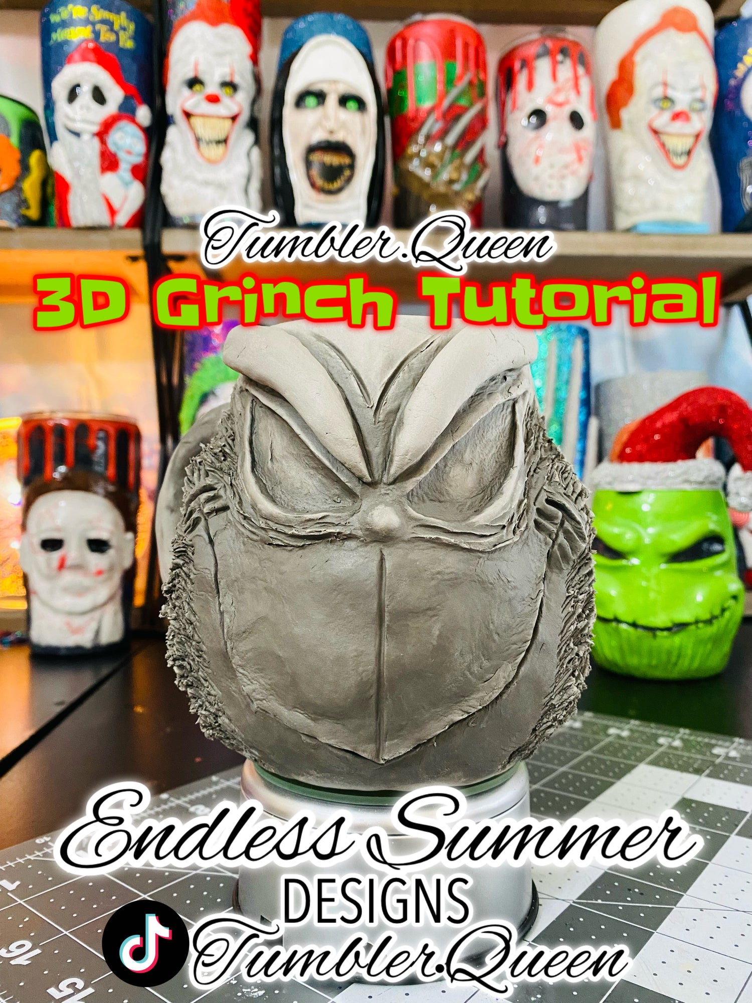 Make a 3D sculpted Grinch cup with me!
