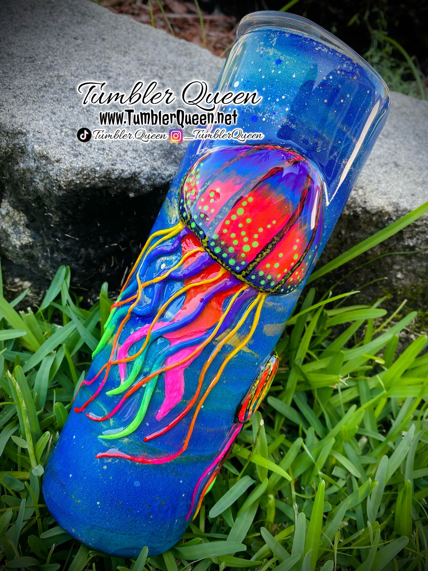 PRE-ORDER Neon Jellyfish Vibes - 25oz 3-D Hand sculpted Jellyfish Tumbler