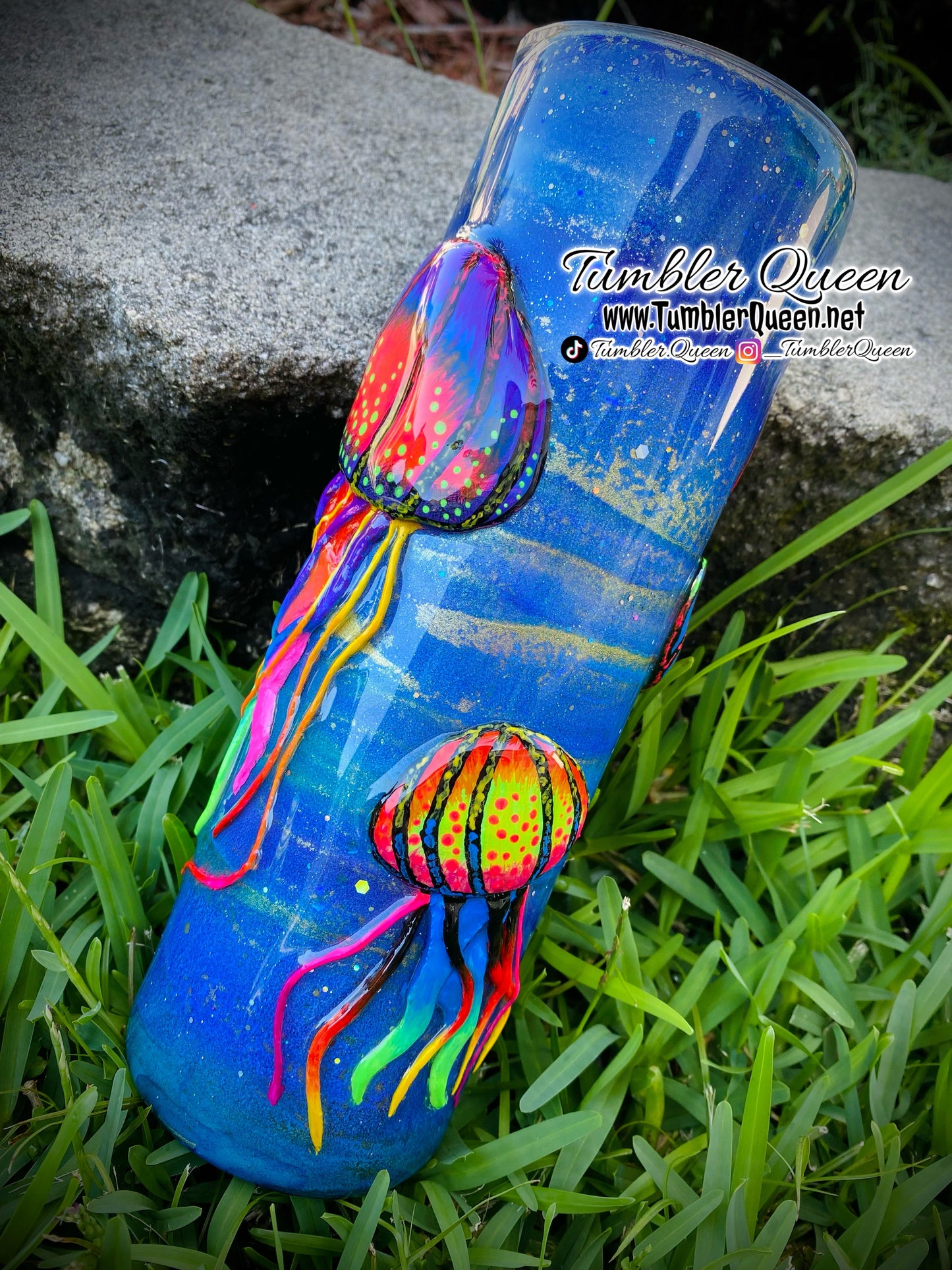 PRE-ORDER Neon Jellyfish Vibes - 25oz 3-D Hand sculpted Jellyfish Tumbler