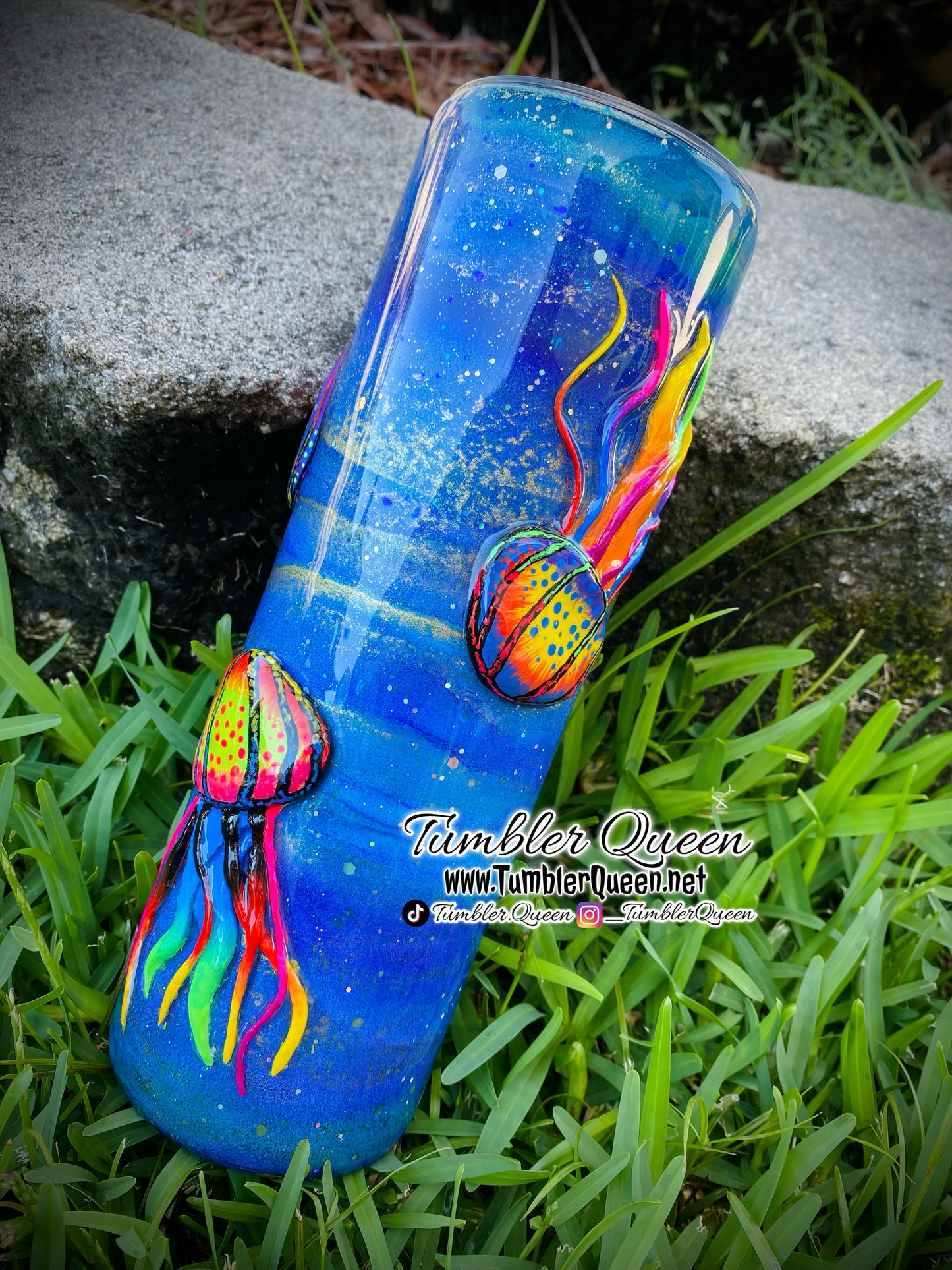 PRE-ORDER Neon Jellyfish Vibes - 25oz 3-D Hand sculpted Jellyfish Tumbler