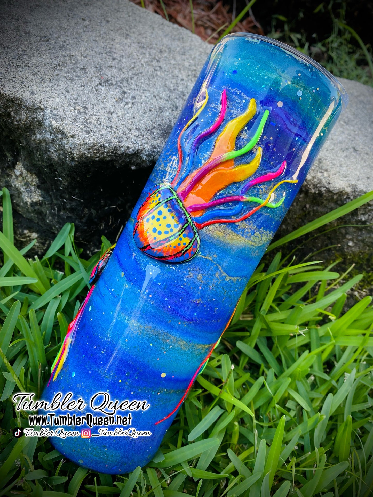 PRE-ORDER Neon Jellyfish Vibes - 25oz 3-D Hand sculpted Jellyfish Tumbler