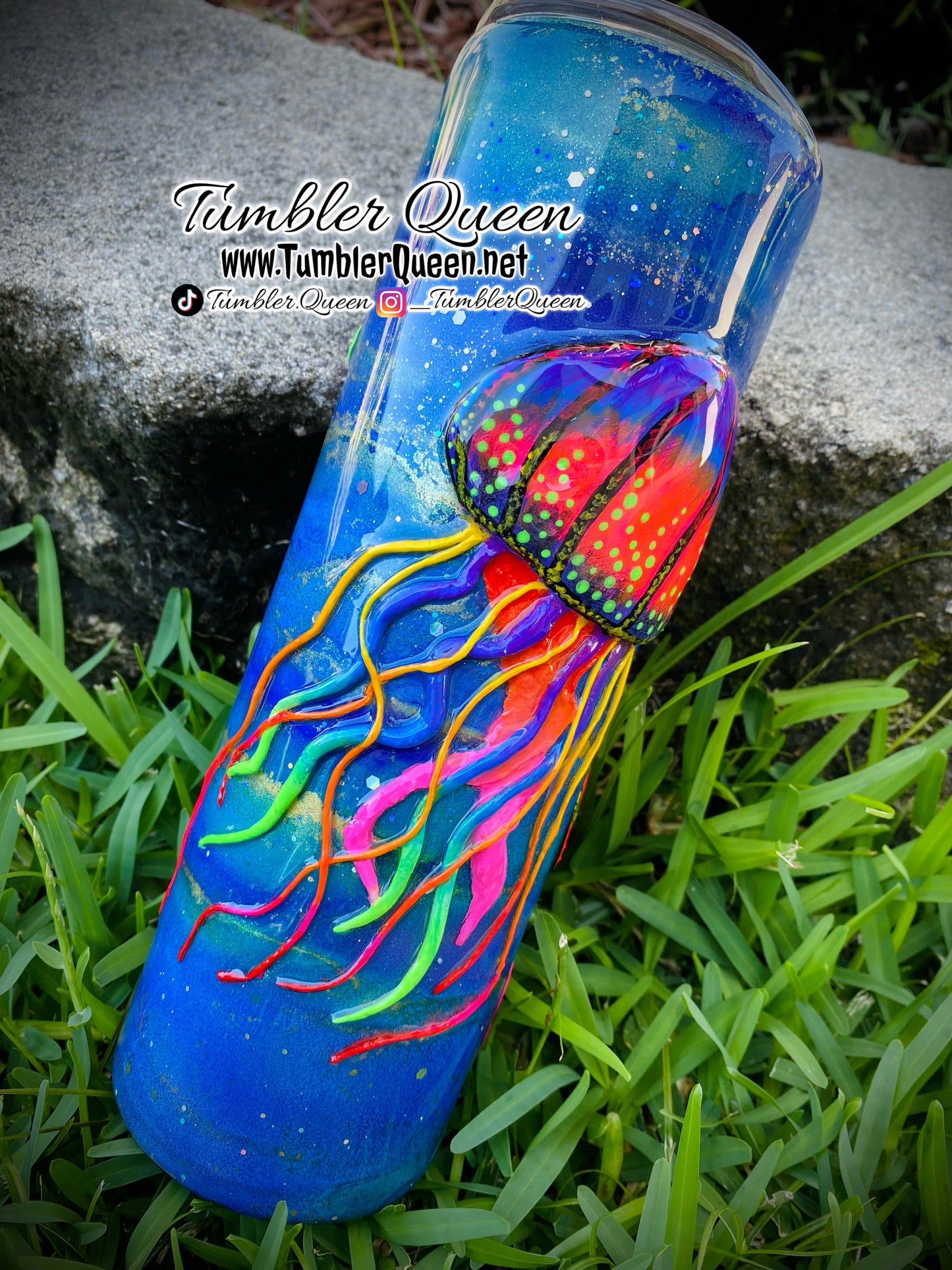 PRE-ORDER Neon Jellyfish Vibes - 25oz 3-D Hand sculpted Jellyfish Tumbler
