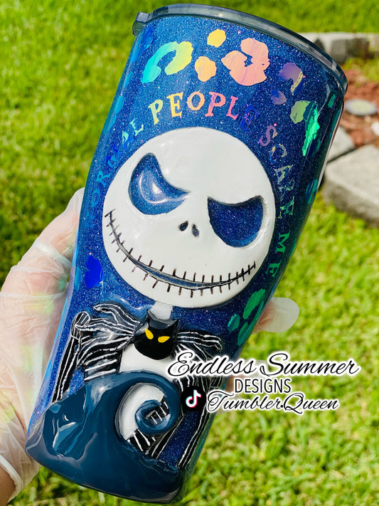 Normal People Scare Me - 30oz 3-D Hand sculpted NBC Tumbler