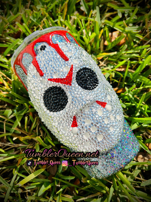 RTS Blinged Jason x Ghostface - 20oz 3-D Hand sculpted Joker rhinestoned tumbler