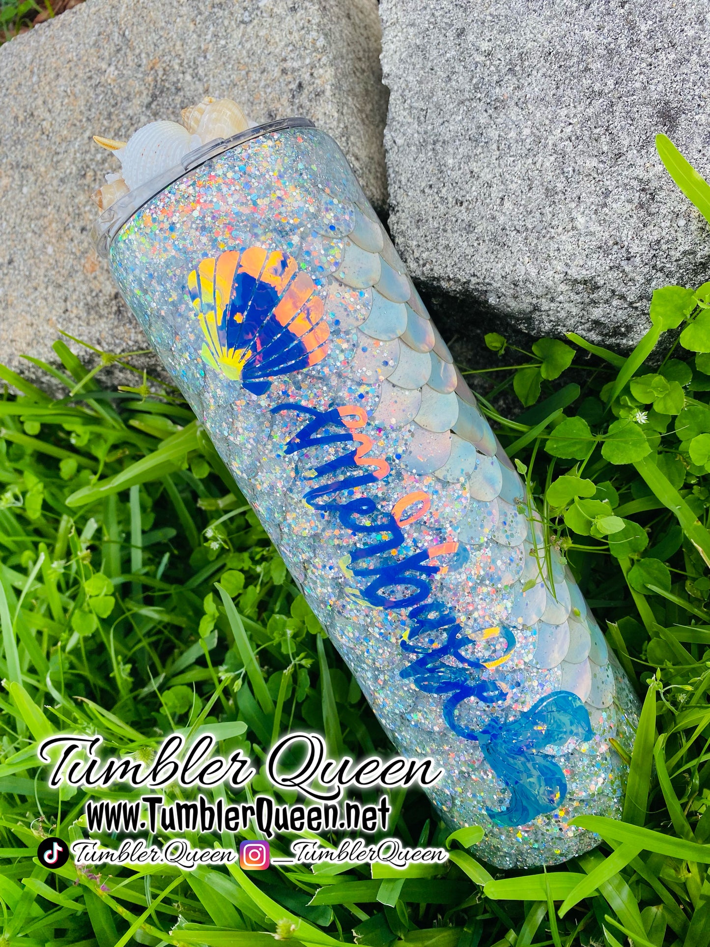 RTS MERBABE - 30oz 3-D Mermaid Scale Handmade Tumbler