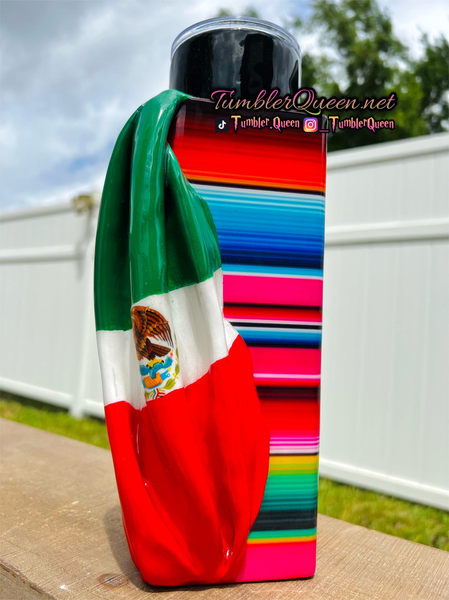 RTS Rectangle Sleeve Mi Gente Serape - 30oz 3-D Hand sculpted Draped Mexican Flag Tumbler