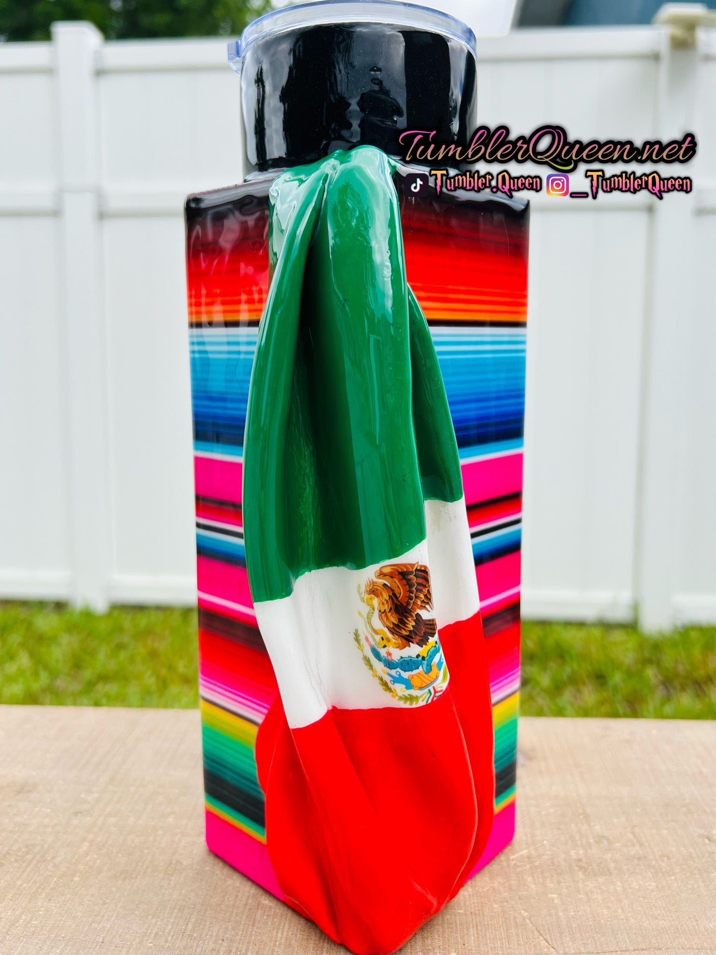 RTS Rectangle Sleeve Mi Gente Serape - 30oz 3-D Hand sculpted Draped Mexican Flag Tumbler