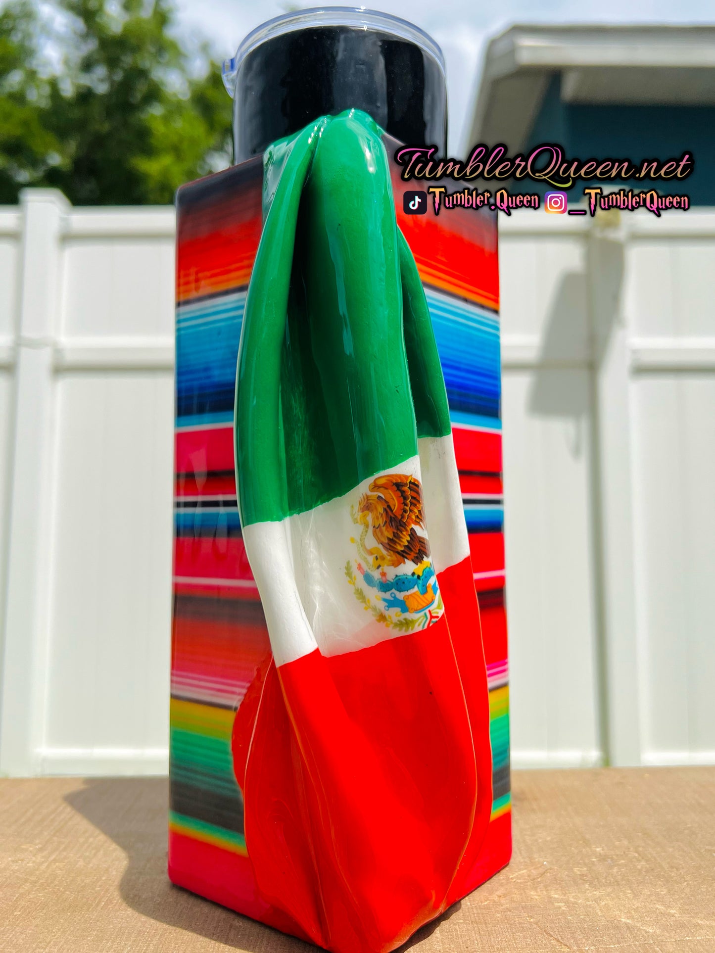 RTS Rectangle Sleeve Mi Gente Serape - 30oz 3-D Hand sculpted Draped Mexican Flag Tumbler