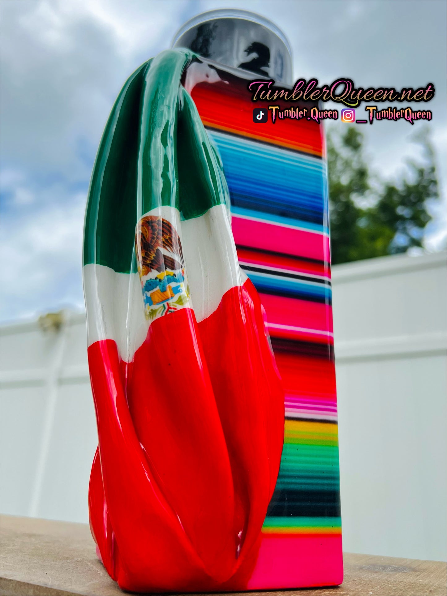 RTS Rectangle Sleeve Mi Gente Serape - 30oz 3-D Hand sculpted Draped Mexican Flag Tumbler