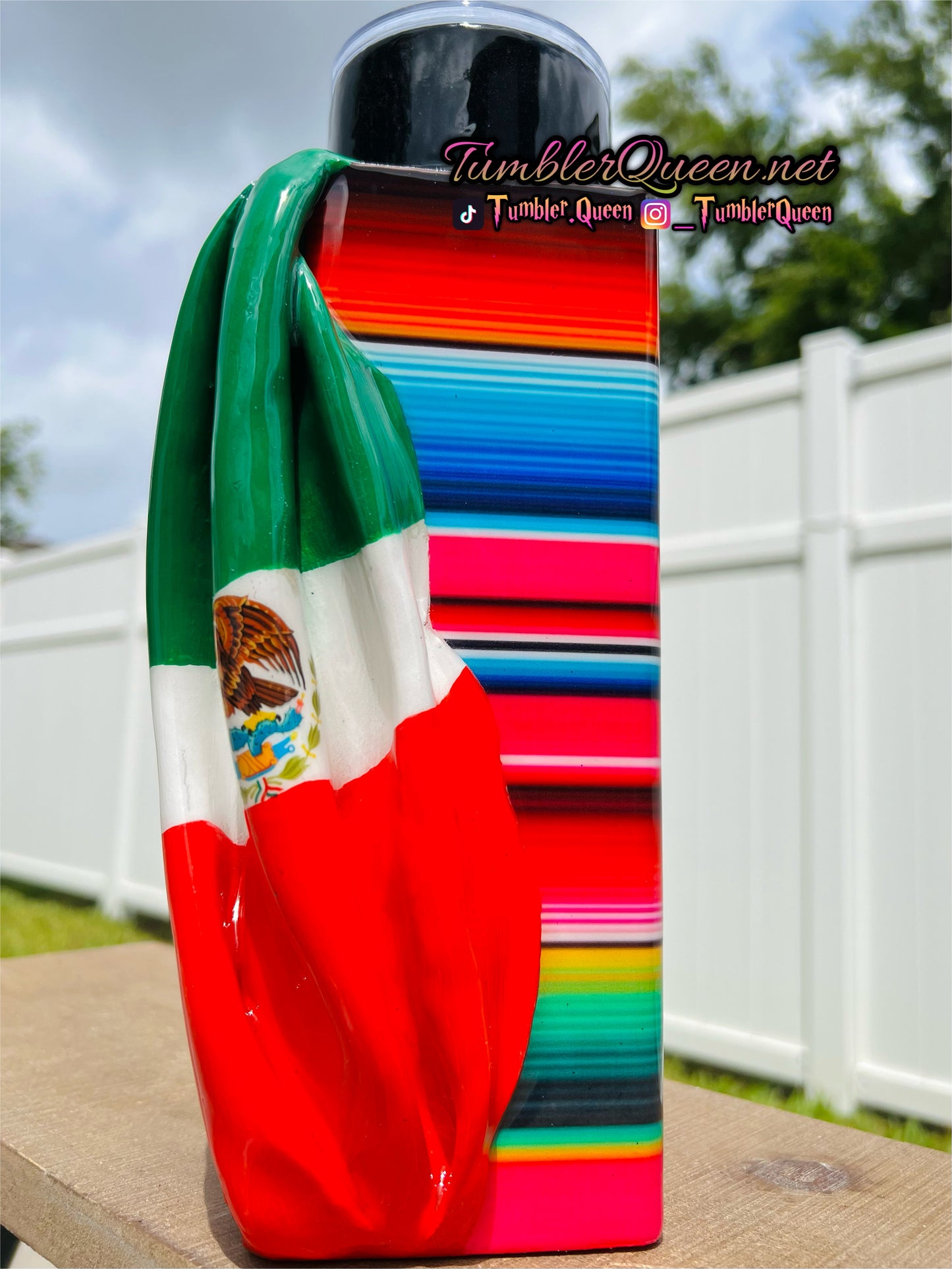 RTS Rectangle Sleeve Mi Gente Serape - 30oz 3-D Hand sculpted Draped Mexican Flag Tumbler
