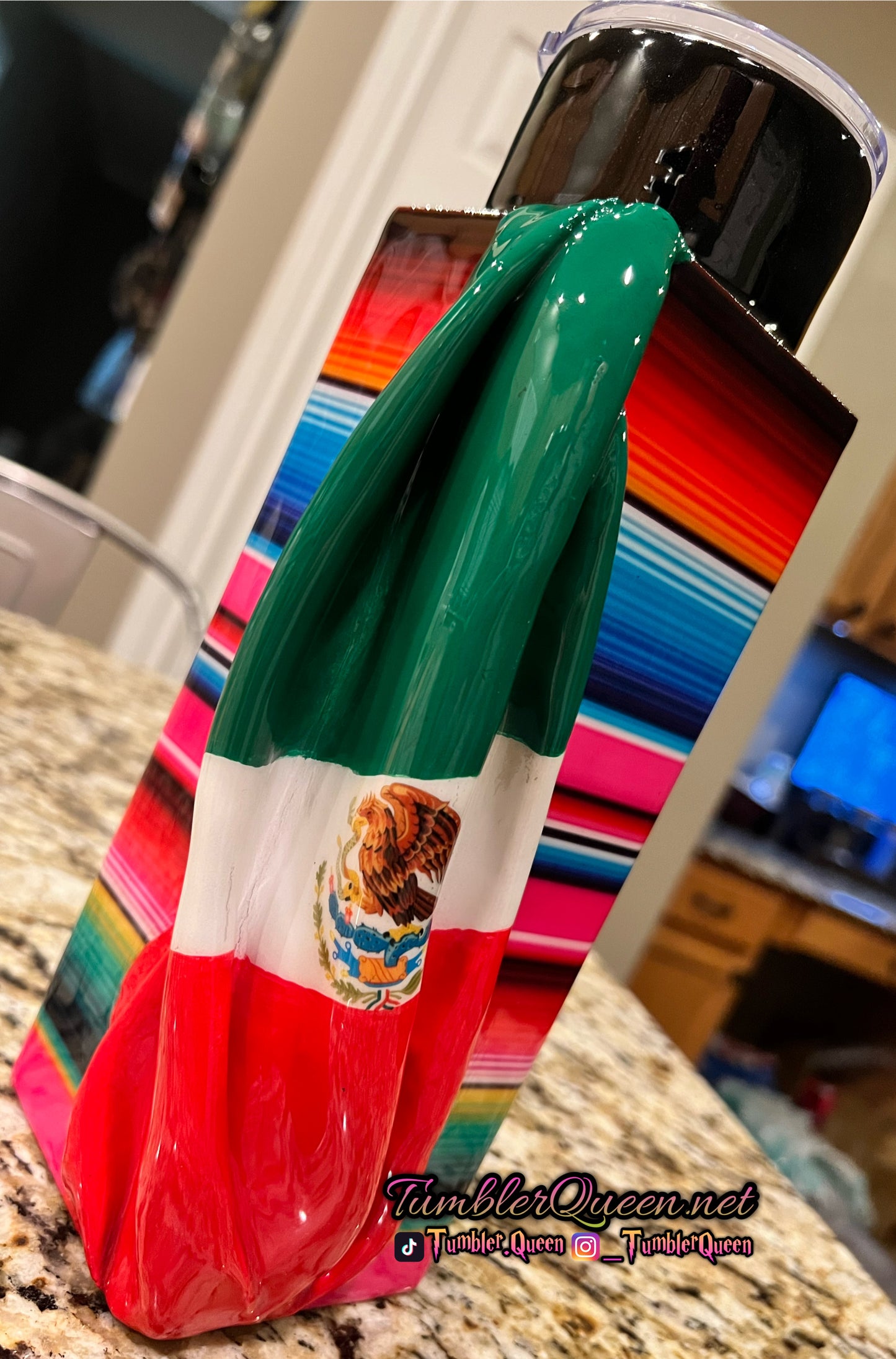 RTS Rectangle Sleeve Mi Gente Serape - 30oz 3-D Hand sculpted Draped Mexican Flag Tumbler