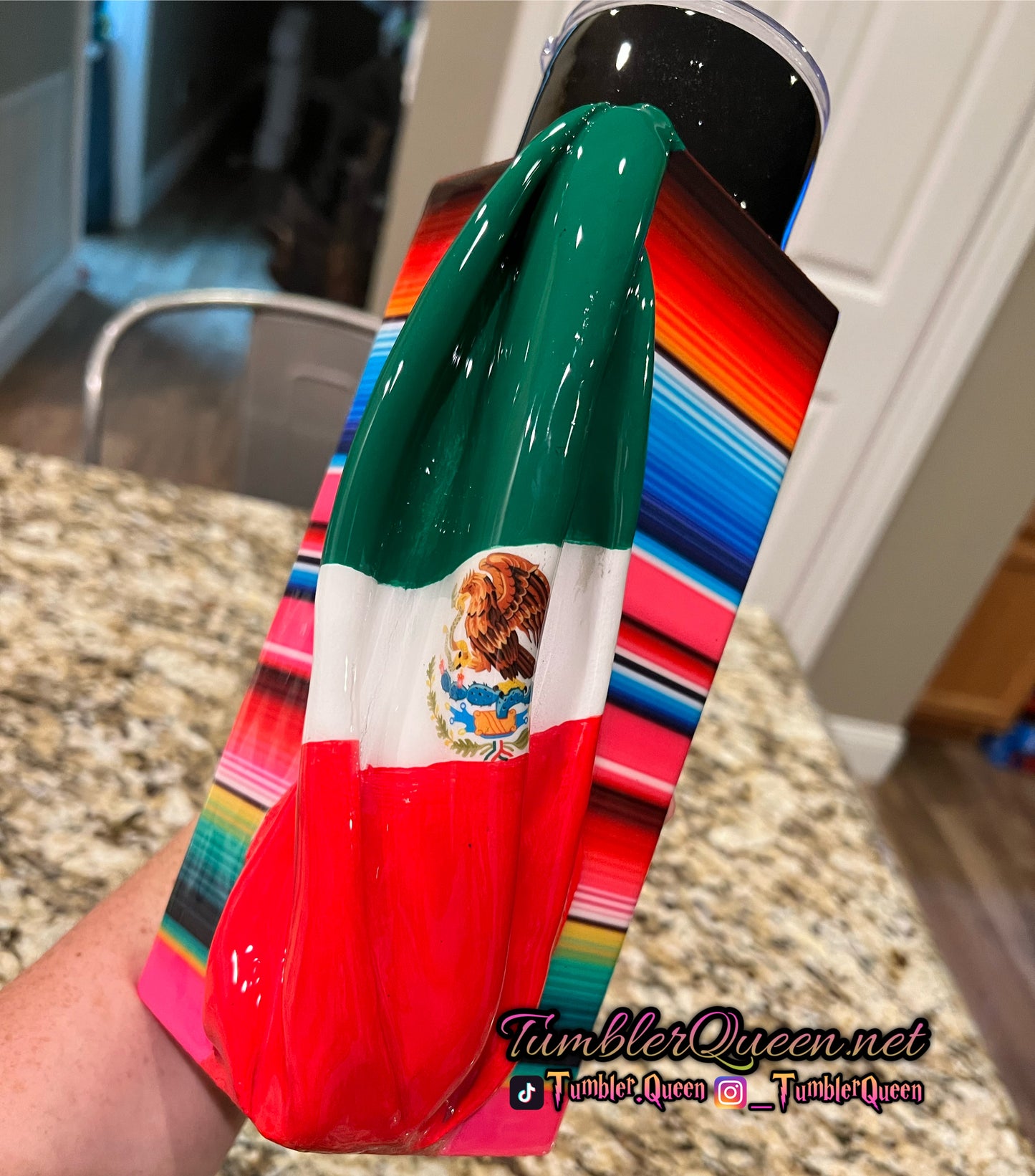 RTS Rectangle Sleeve Mi Gente Serape - 30oz 3-D Hand sculpted Draped Mexican Flag Tumbler